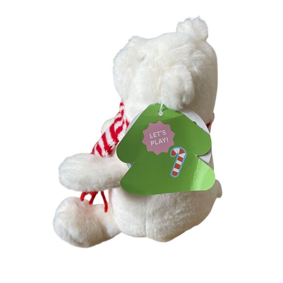 Giggle Scape Polar Bear Plush Stuffed Animal White Red Scarf NWT 8" Soft - Picture 5 of 7